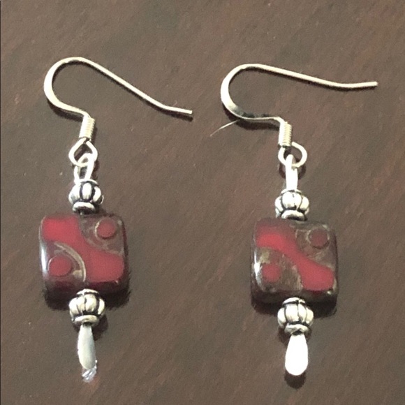 Ruby Red Glass Heart Pendant Necklace and Earrings - Picture 11 of 12